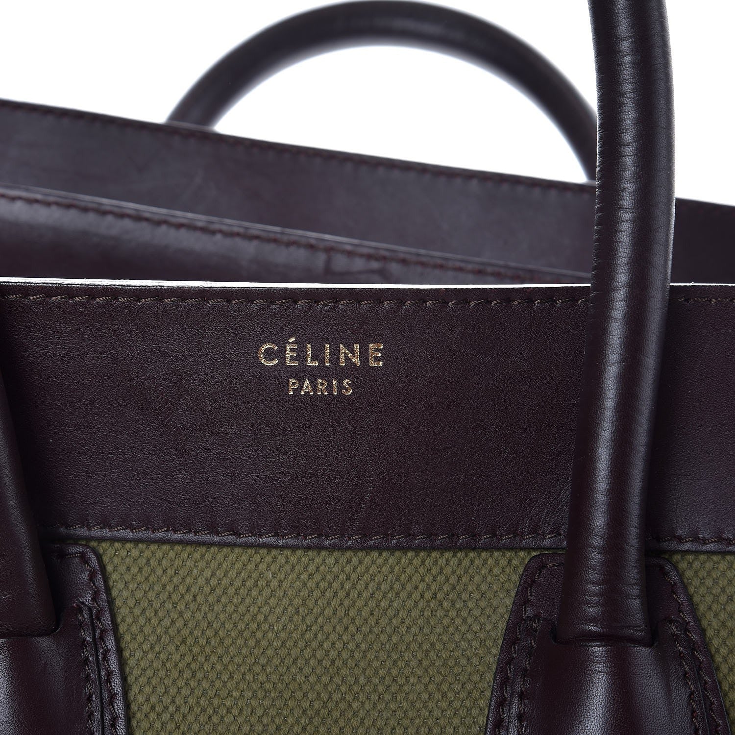 Celine Canvas Smooth Calfskin Mini Luggage Olive 7 of 19