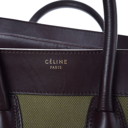 Celine Canvas Smooth Calfskin Mini Luggage Olive 7 of 19
