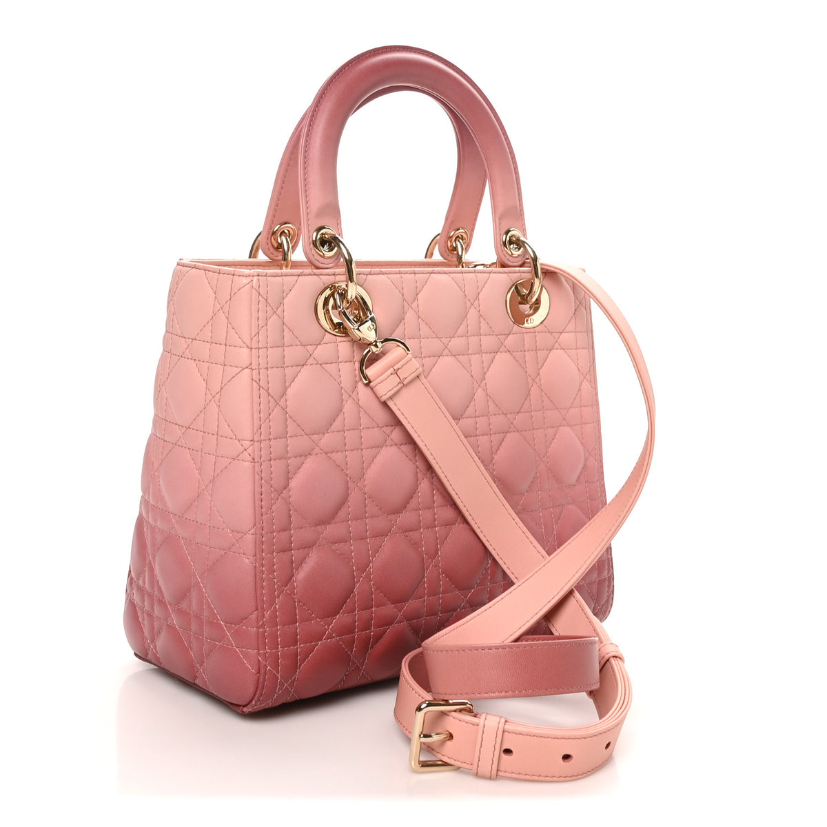 Lambskin Cannage Gradient Medium Lady Dior Pink