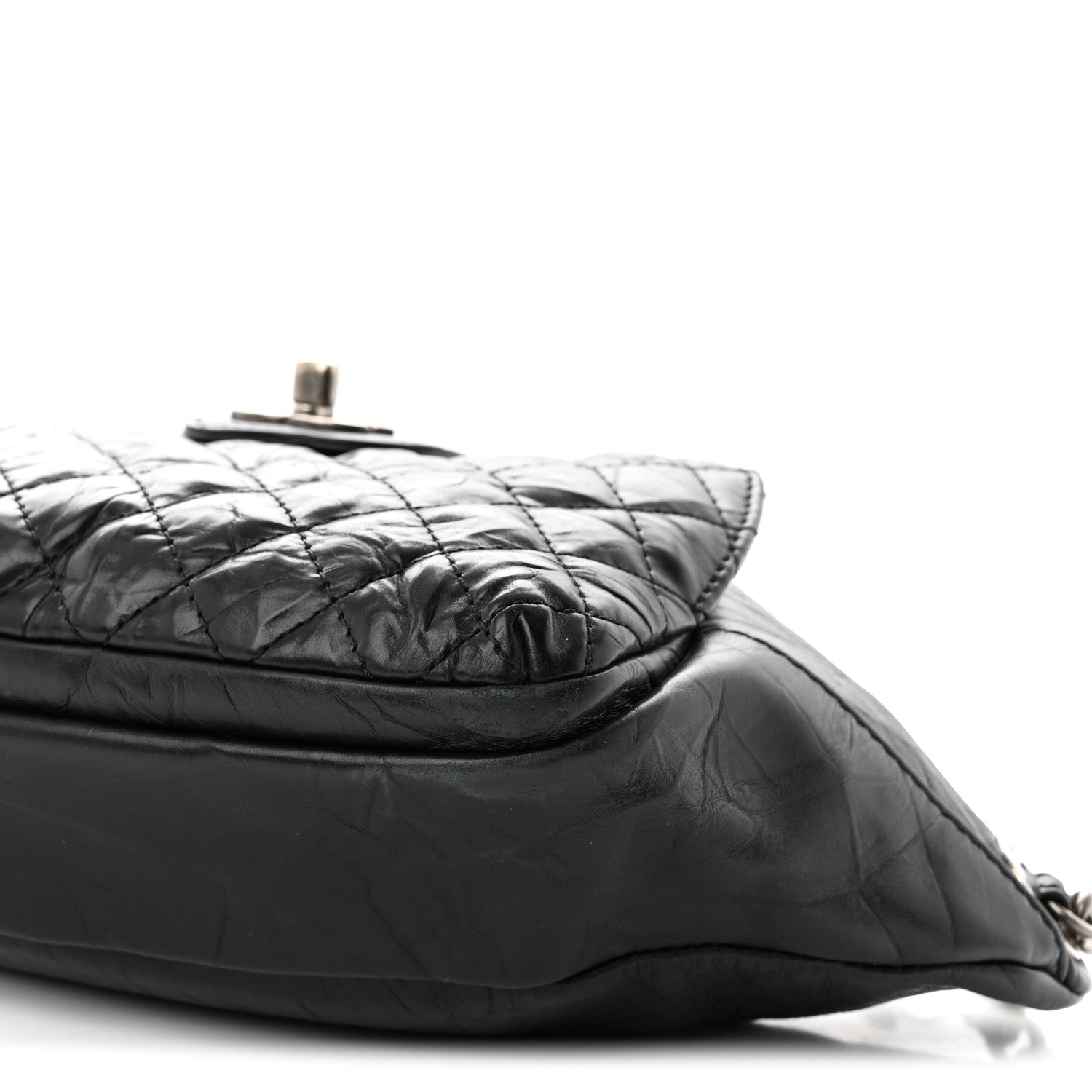 Chanel Crumpled Calfskin Quilted Casual Rock Waist Bag Fanny Pack Black 10 of 10