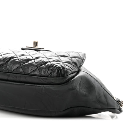 Chanel Crumpled Calfskin Quilted Casual Rock Waist Bag Fanny Pack Black 10 of 10