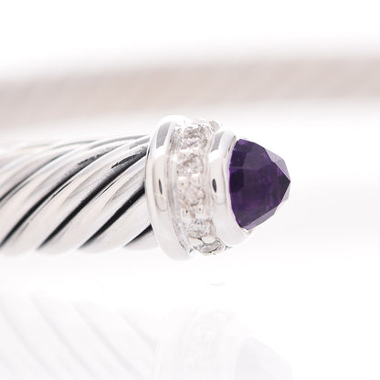 David Yurman Sterling Silver Diamond Amethyst 5mm Cable Classics Bracelet 3 of 6