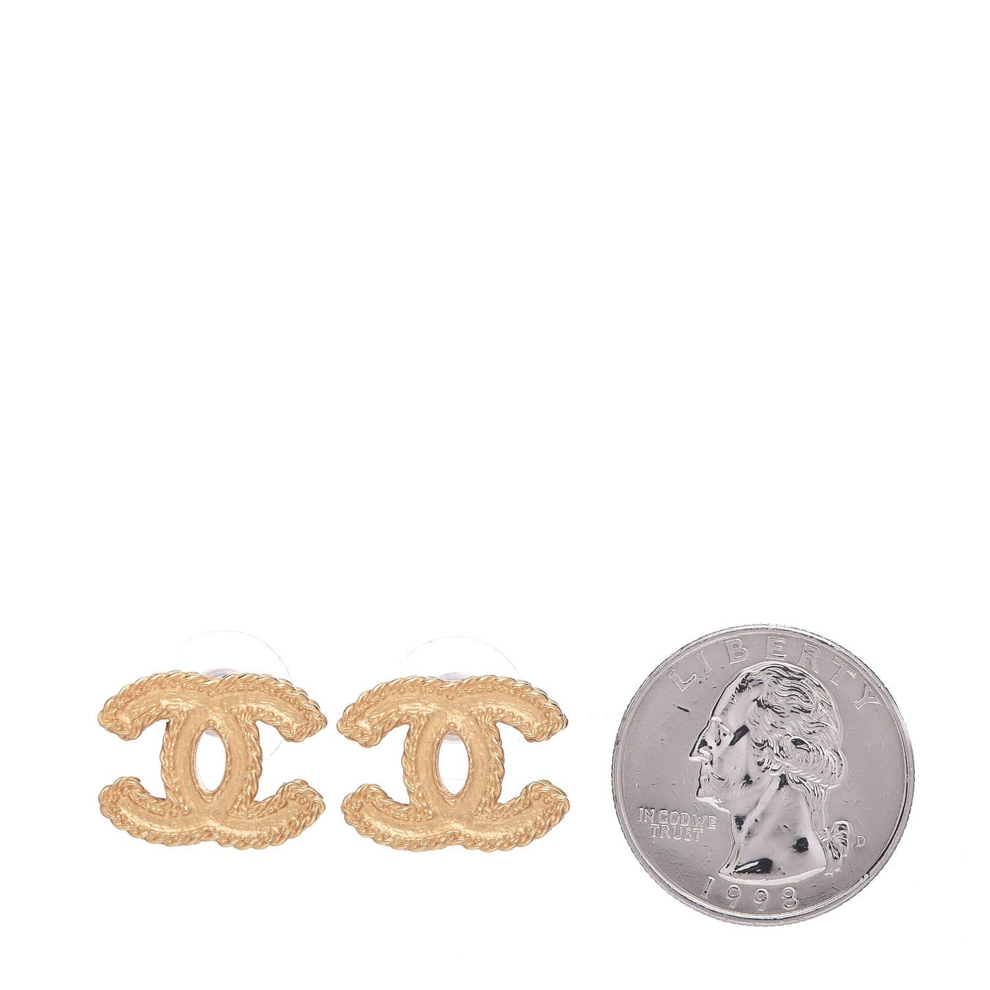 Metal CC Rope Earrings Matte Gold