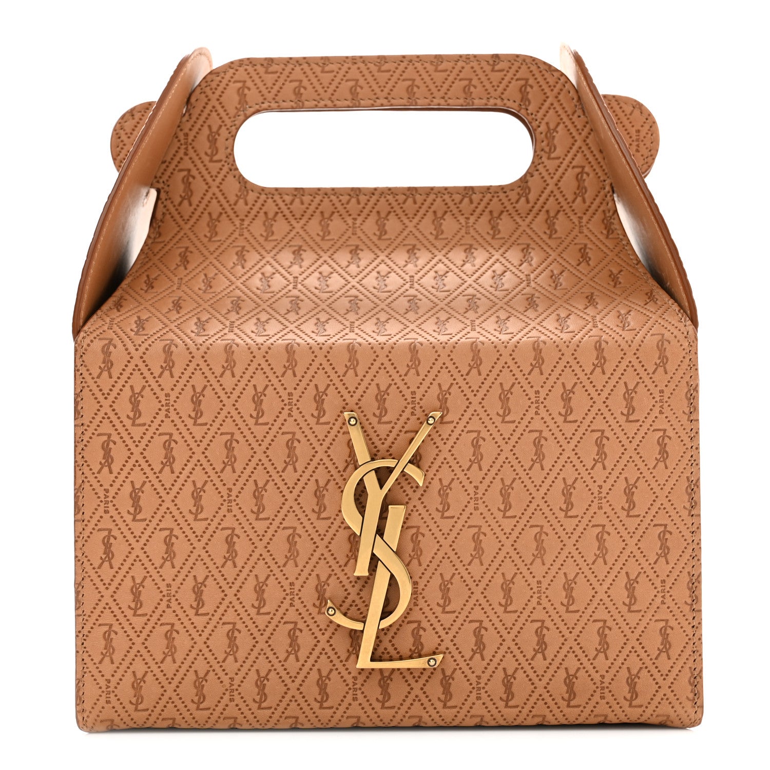 Saint Laurent Calfskin Monogram Take Away Box Dusty Vintage Brown Gold 1 of 10