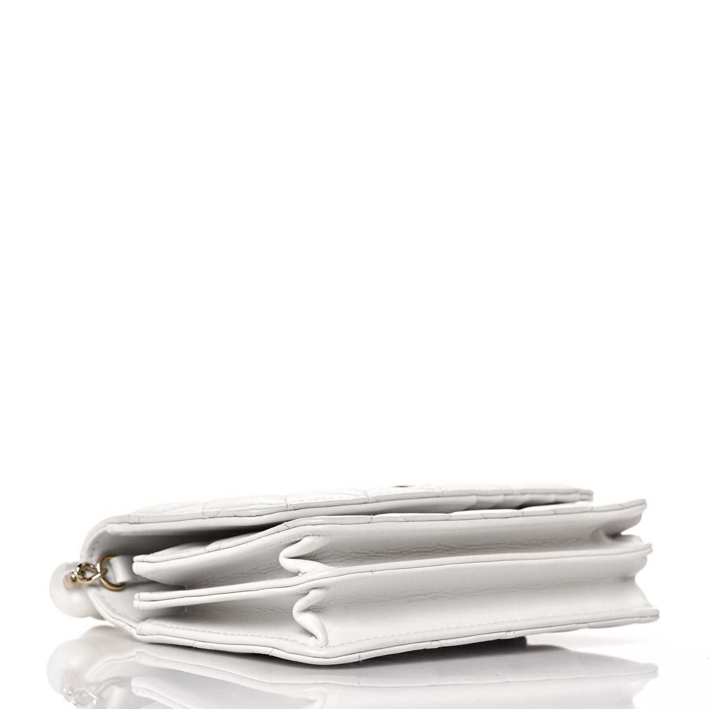 Calfskin Quilted Mini Maxi Pearls Wallet On Chain WOC White