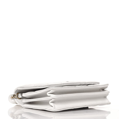 Chanel Calfskin Quilted Mini Maxi Pearls Wallet On Chain WOC White 3 of 8