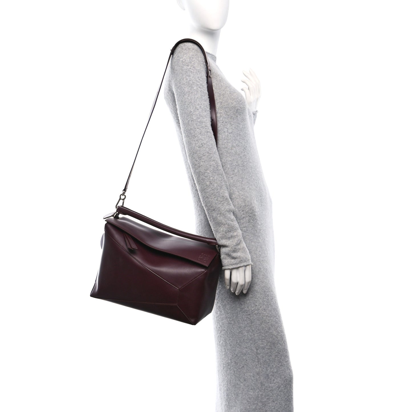 Calfskin Large Puzzle Edge Bag Burgundy