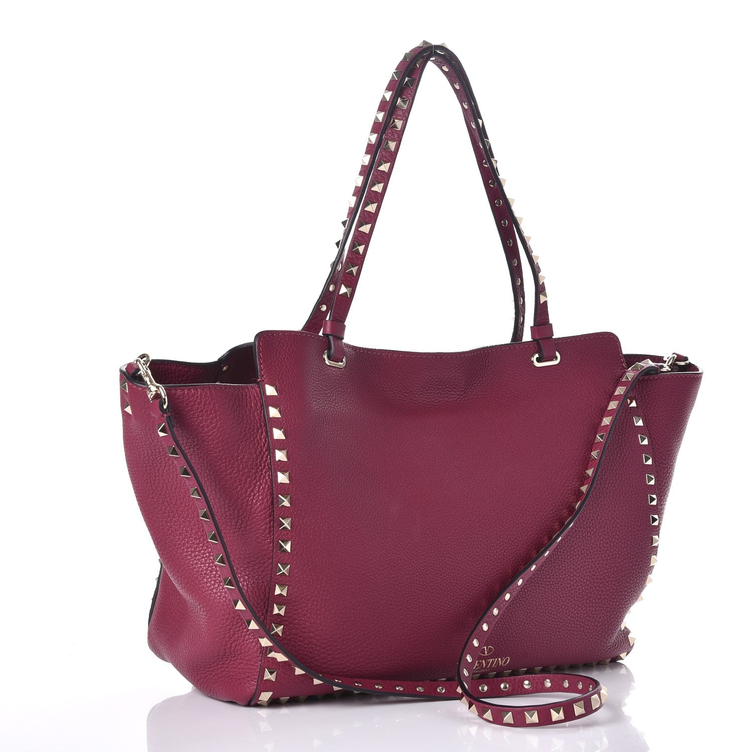Valentino Garavani Pebbled Calfskin Medium Rockstud Tote Camelia 4 of 8