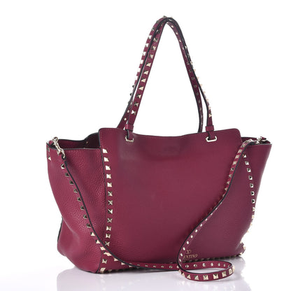 Valentino Garavani Pebbled Calfskin Medium Rockstud Tote Camelia 4 of 8