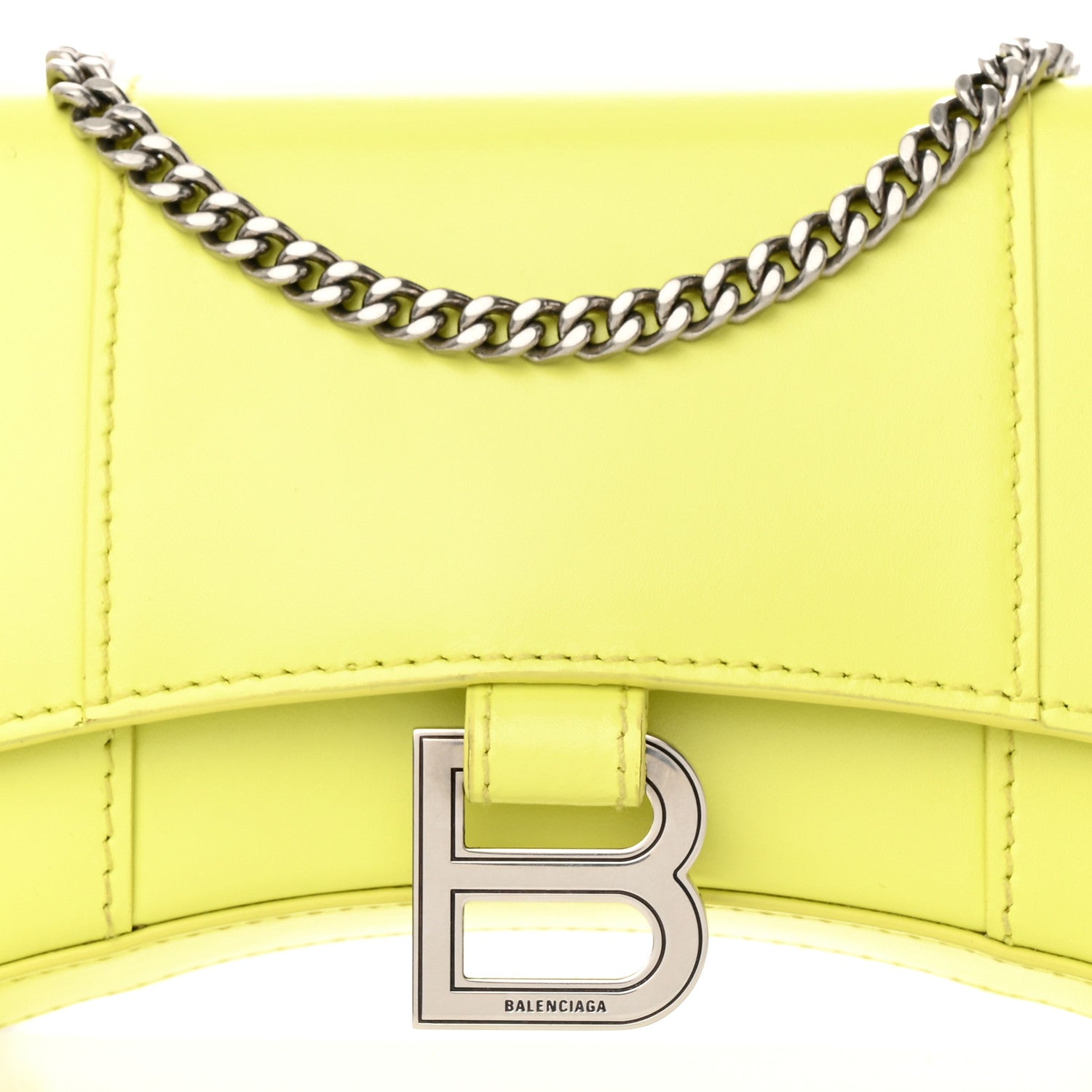 Balenciaga Shiny Box Calfskin XS Hourglass Wallet On Chain Lime 8 of 12