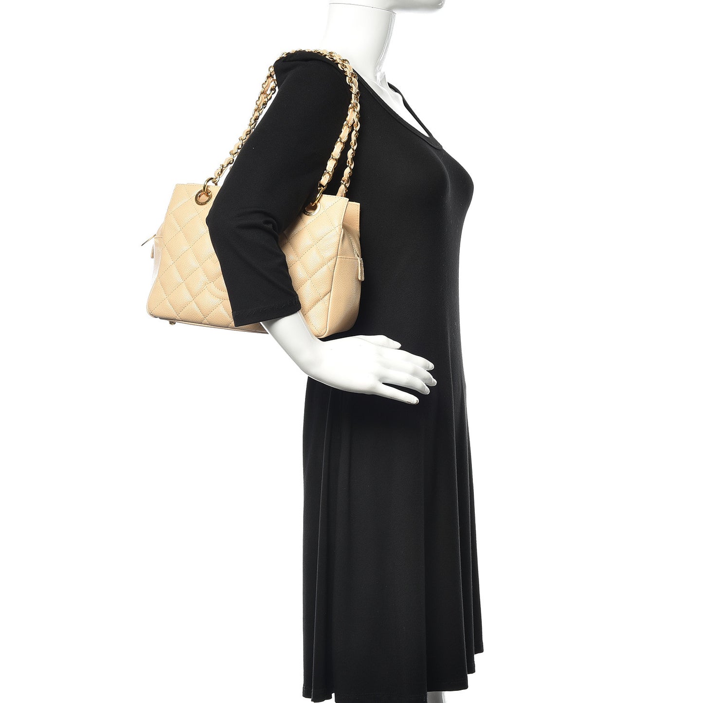 Caviar Quilted Petit Timeless Tote PTT Beige