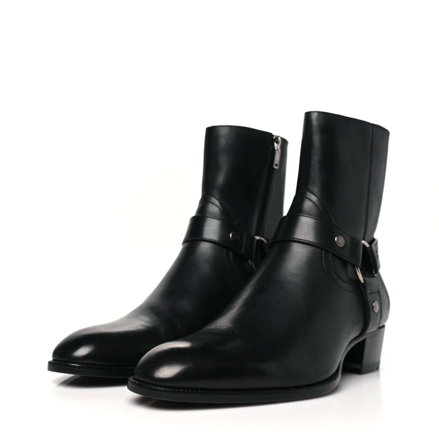 Saint Laurent Calfskin Mens Wyatt Marrakesh Harness Ankle Boots 43 Black 4 of 10