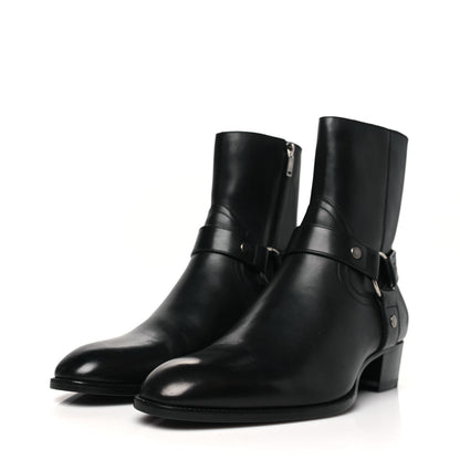 Saint Laurent Calfskin Mens Wyatt Marrakesh Harness Ankle Boots 43 Black 4 of 10