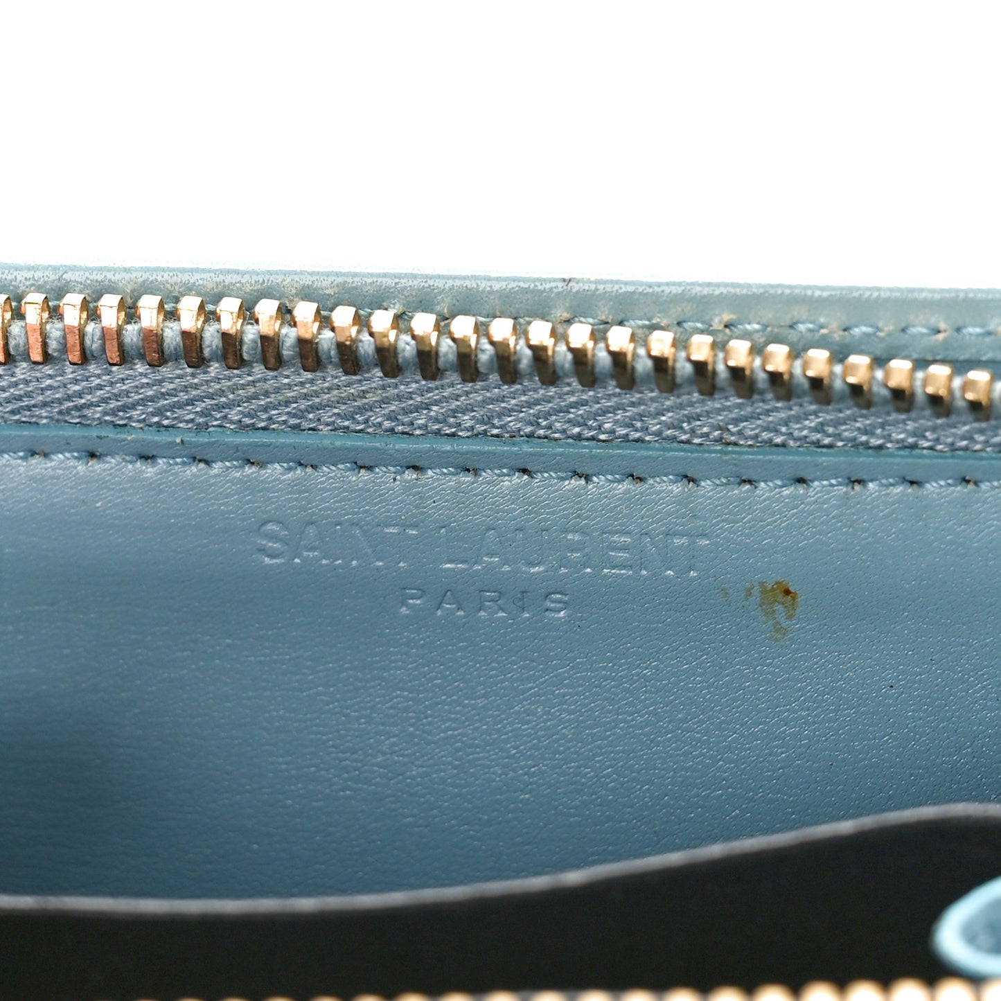 Grained Calfskin Rive Gauche Compact Zip Around Wallet Blue