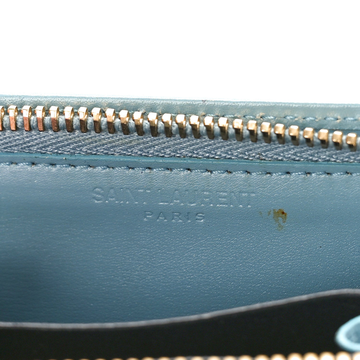 Saint Laurent Grained Calfskin Rive Gauche Compact Zip Around Wallet Blue 6 of 11