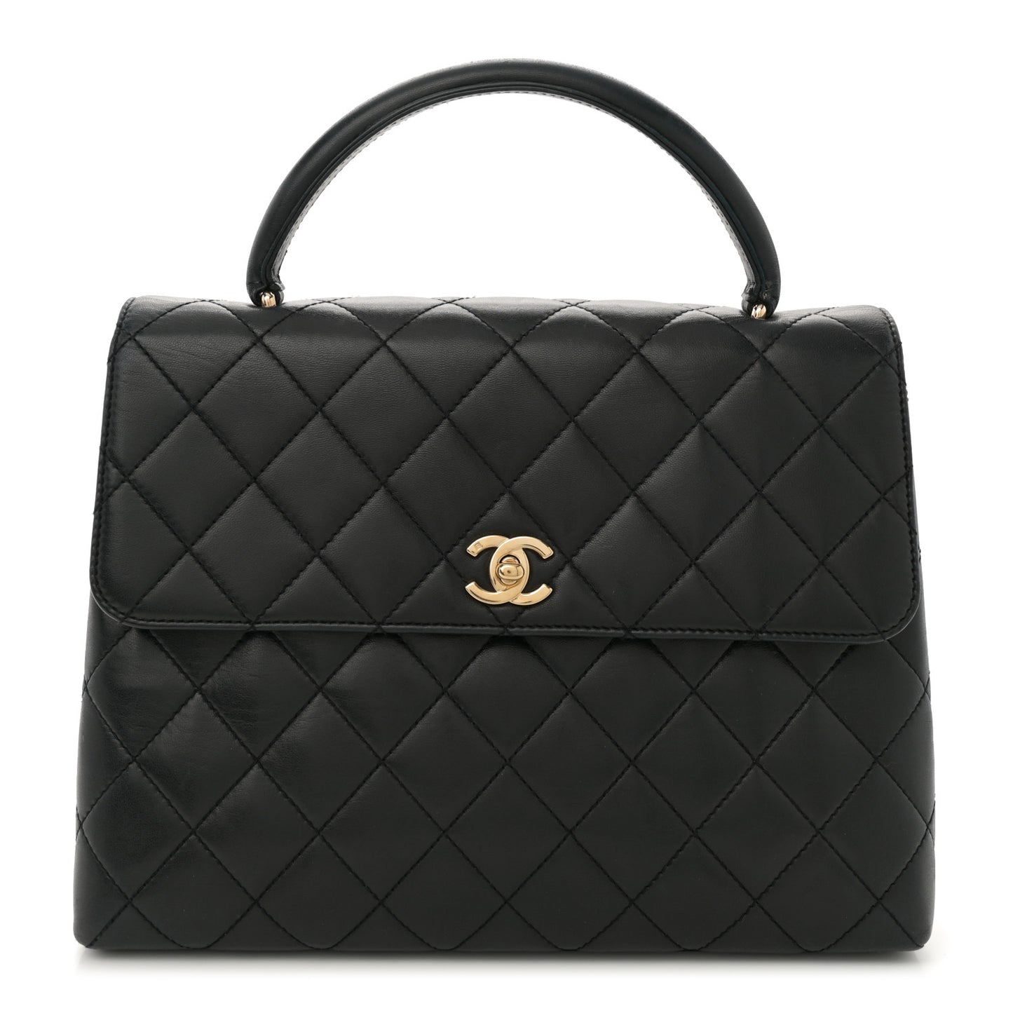 Lambskin Quilted Jumbo Kelly Flap Bag Black