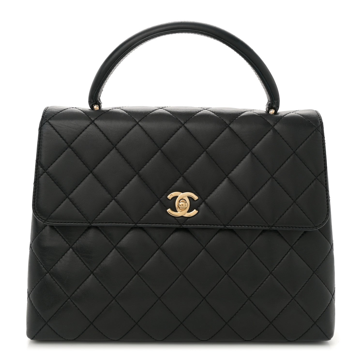 Chanel Lambskin Quilted Jumbo Kelly Flap Bag Black 1 of 11