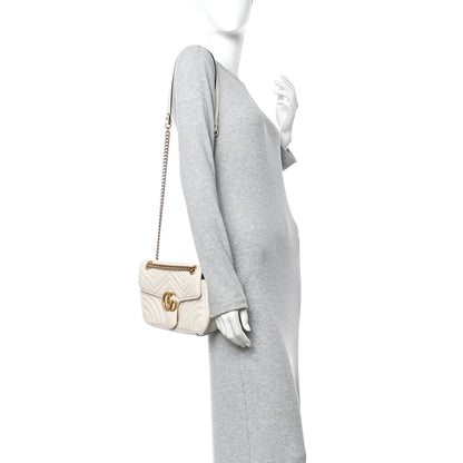 Gucci Calfskin Matelasse Small GG Marmont Shoulder Bag White 2 of 13