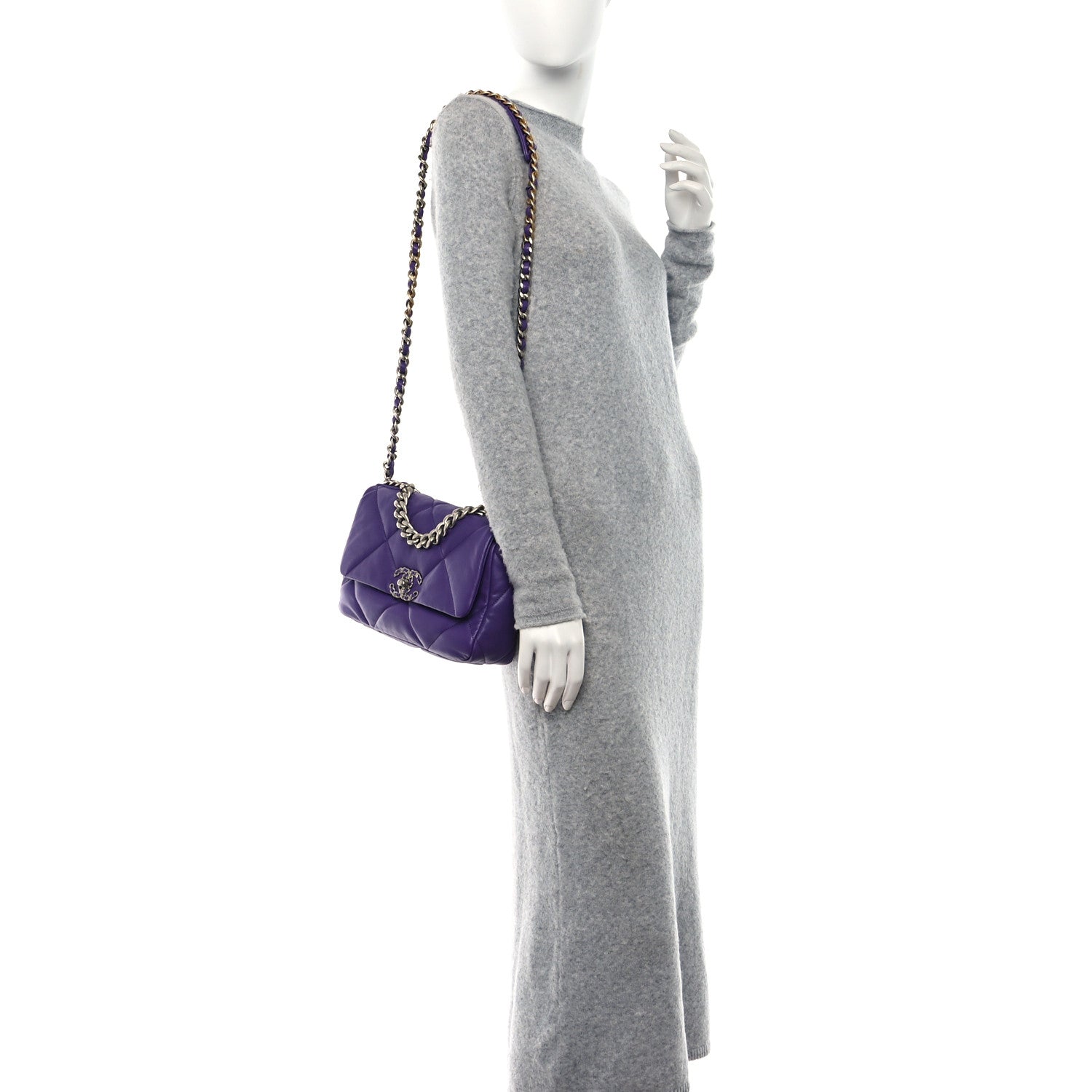 Chanel Goatskin Quilted Medium Chanel 19 Flap Violet Purple 2 of 9