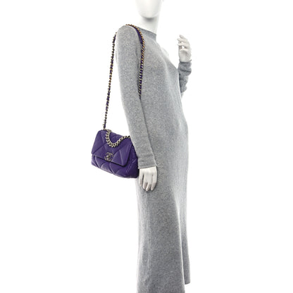 Chanel Goatskin Quilted Medium Chanel 19 Flap Violet Purple 2 of 9