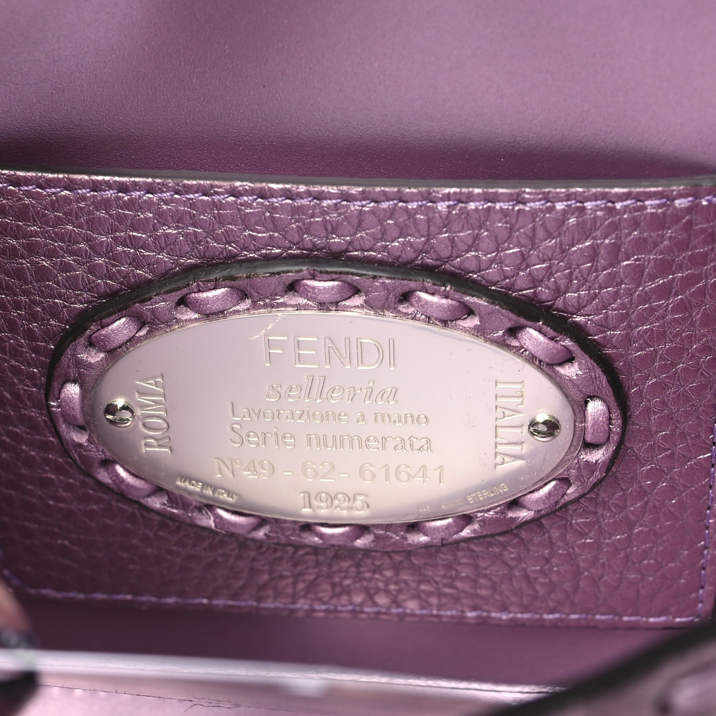 Metallic Cuoio Roma Sellerissima Nappa Sintetica Tape Stitch Mini Baguette Rosa Placca Argento