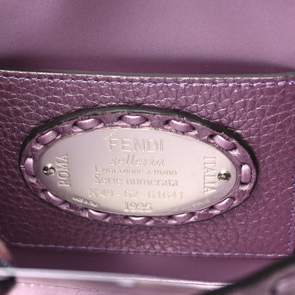 Fendi Metallic Cuoio Roma Sellerissima Nappa Sintetica Tape Stitch Mini Baguette Rosa Placca Argento 6 of 9