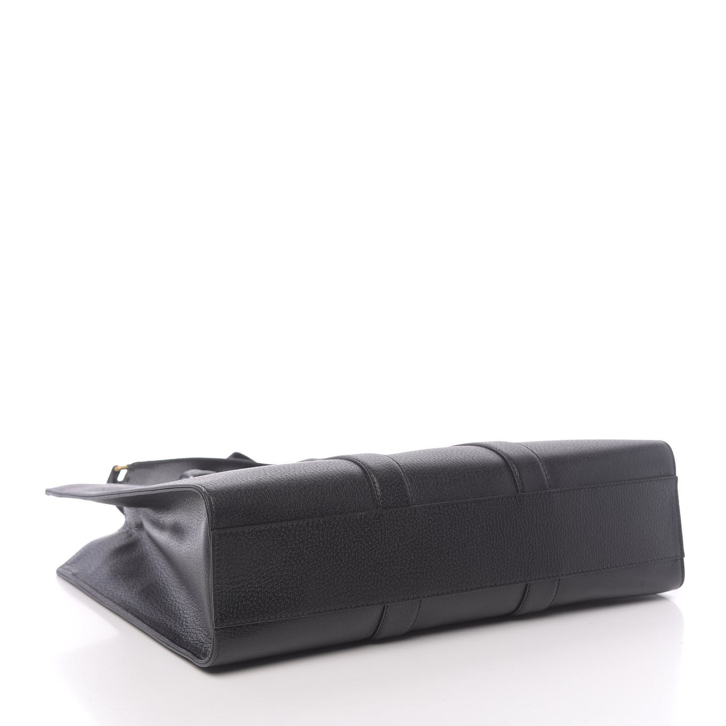 Grained Calfskin Web Top Handle Tote Black