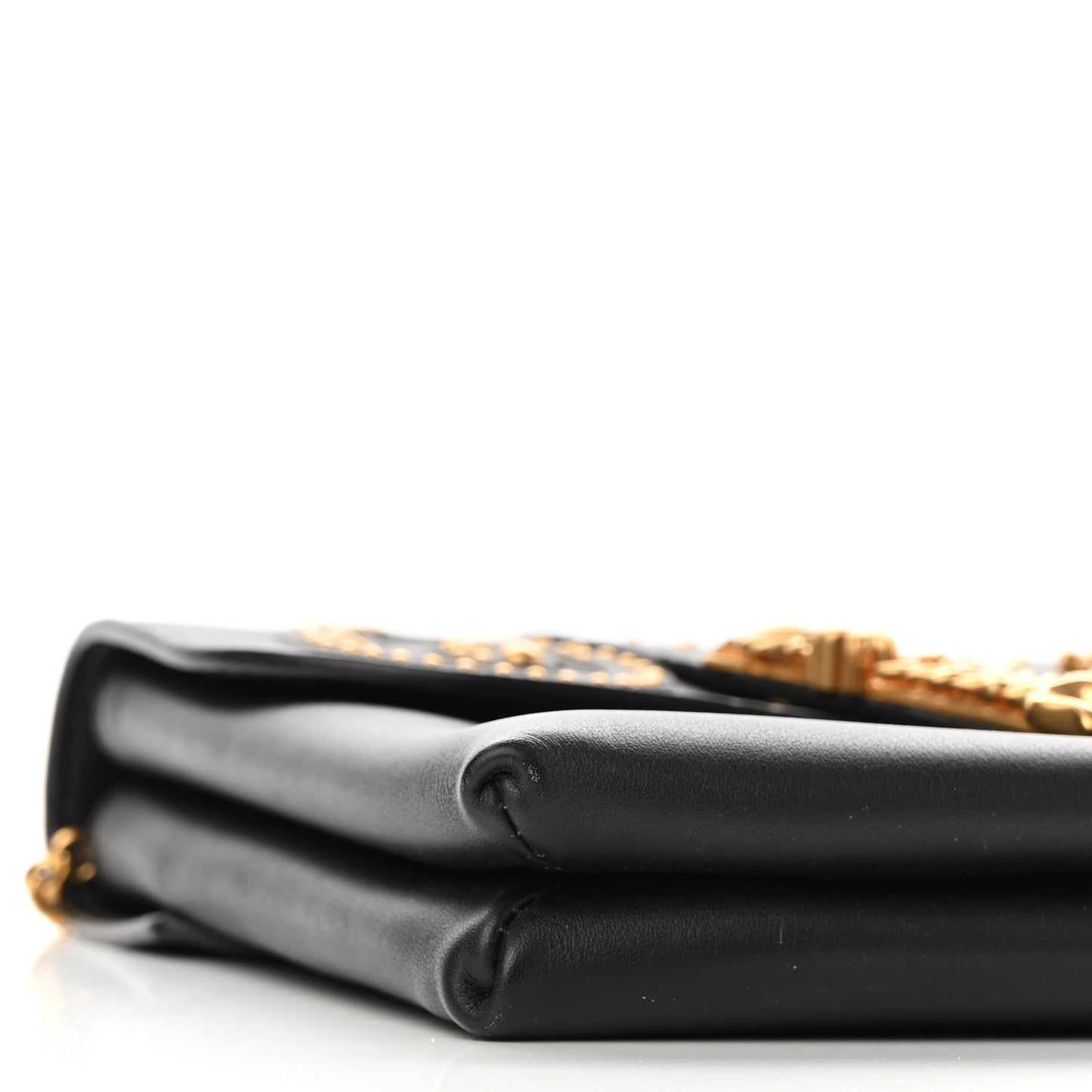 Vitello Studded Virtus Chain Clutch Black