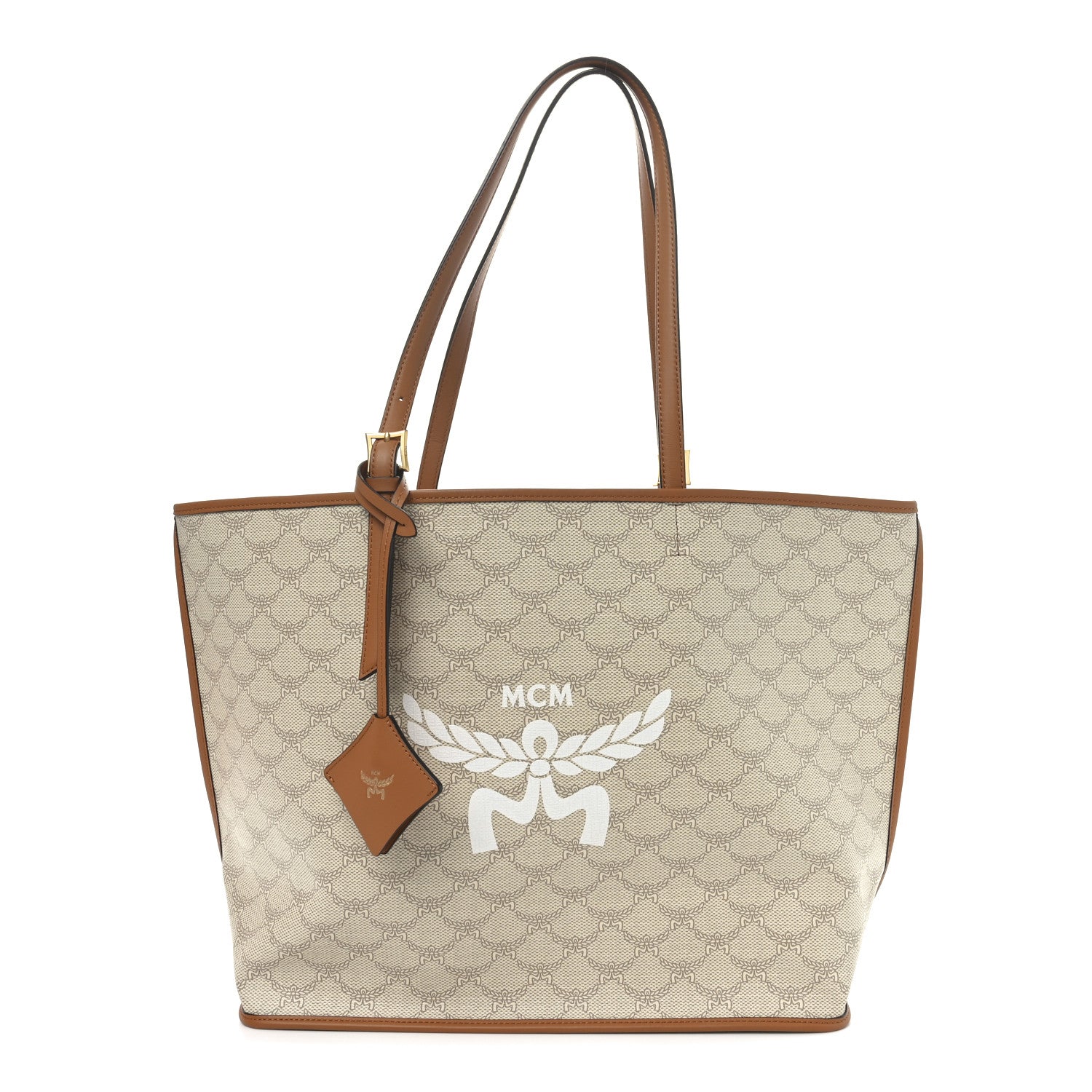 MCM Lauretos Nappa Medium Himmel Shopper Tote Oatmeal 1 of 9