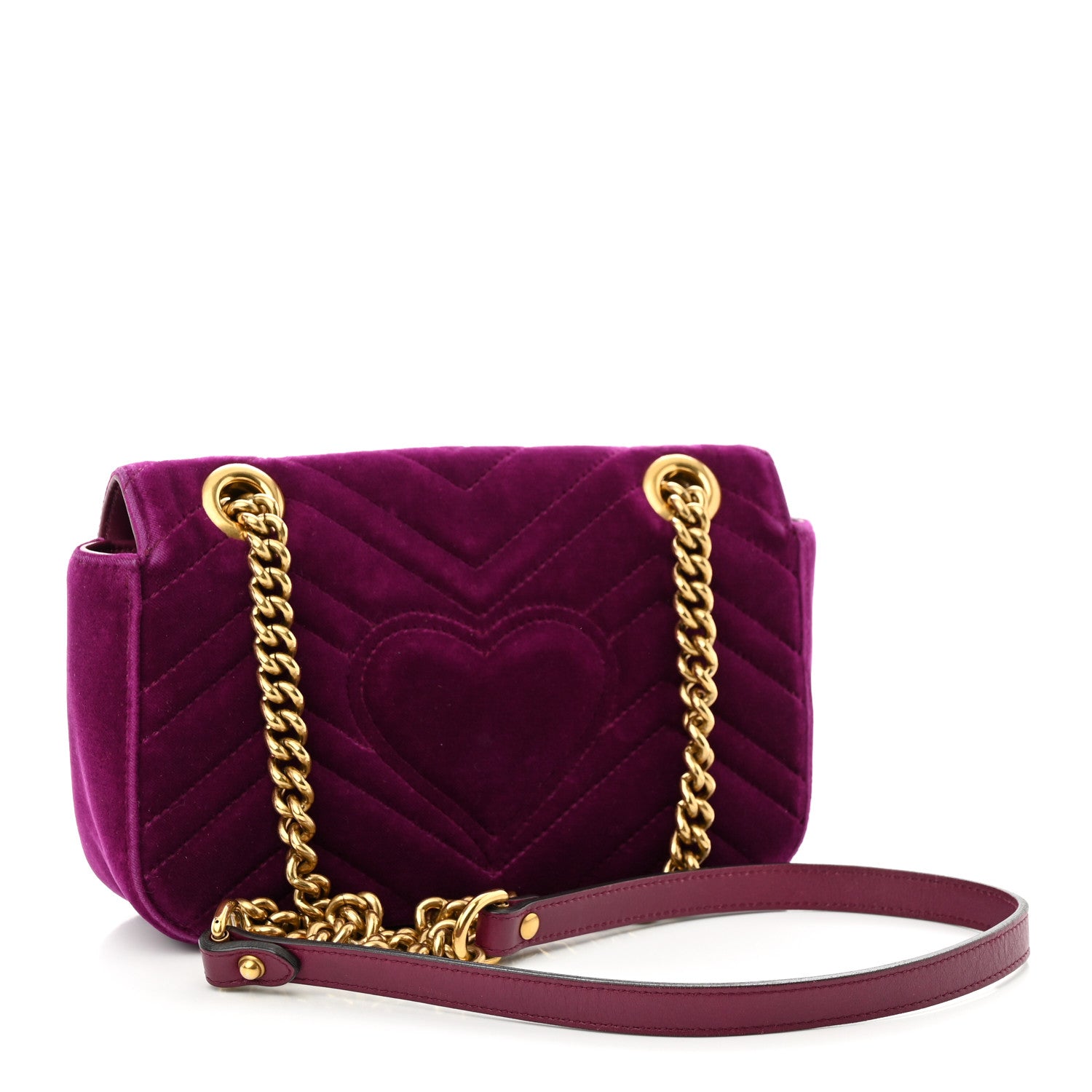 Gucci Velvet Matelasse Mini GG Marmont Shoulder Bag Fuchsia Violet Cyclamen 3 of 12