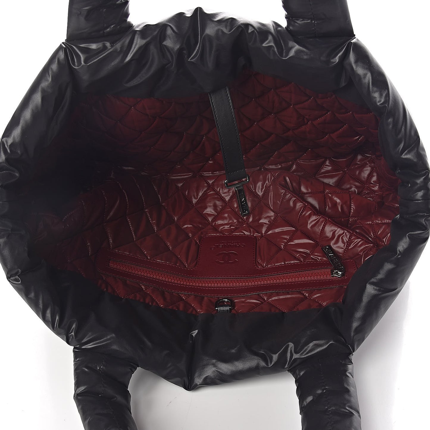 Nylon Quilted Medium Coco Cocoon Reversible Tote Black