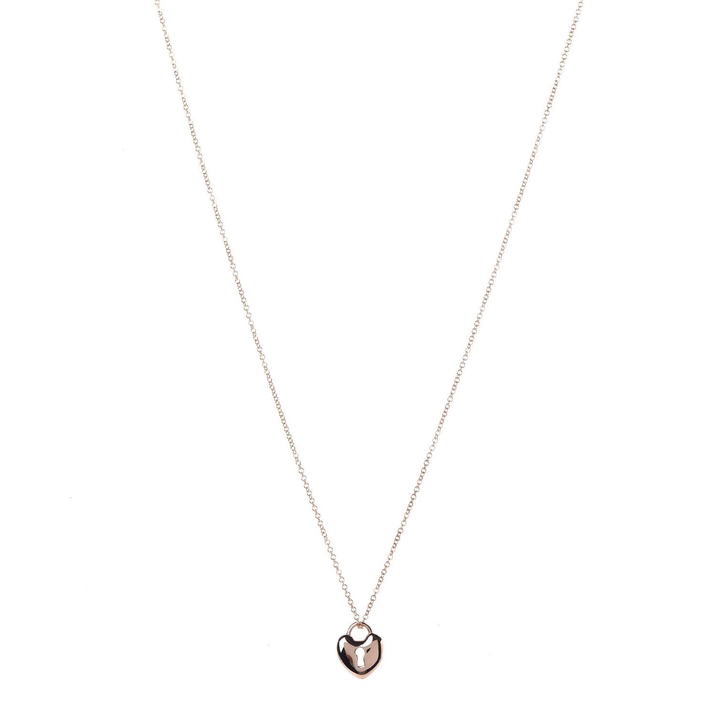 18K Rose Gold Mini Heart Lock Pendant Necklace