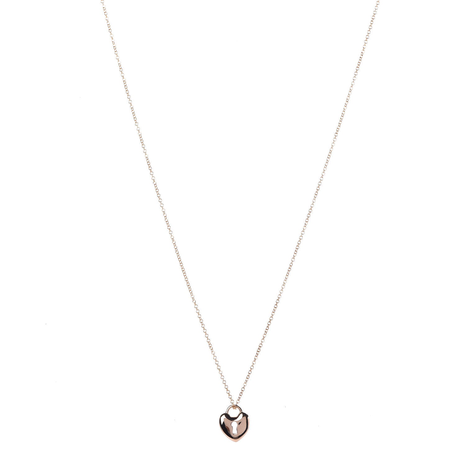 Tiffany 18K Rose Gold Mini Heart Lock Pendant Necklace 1 of 7