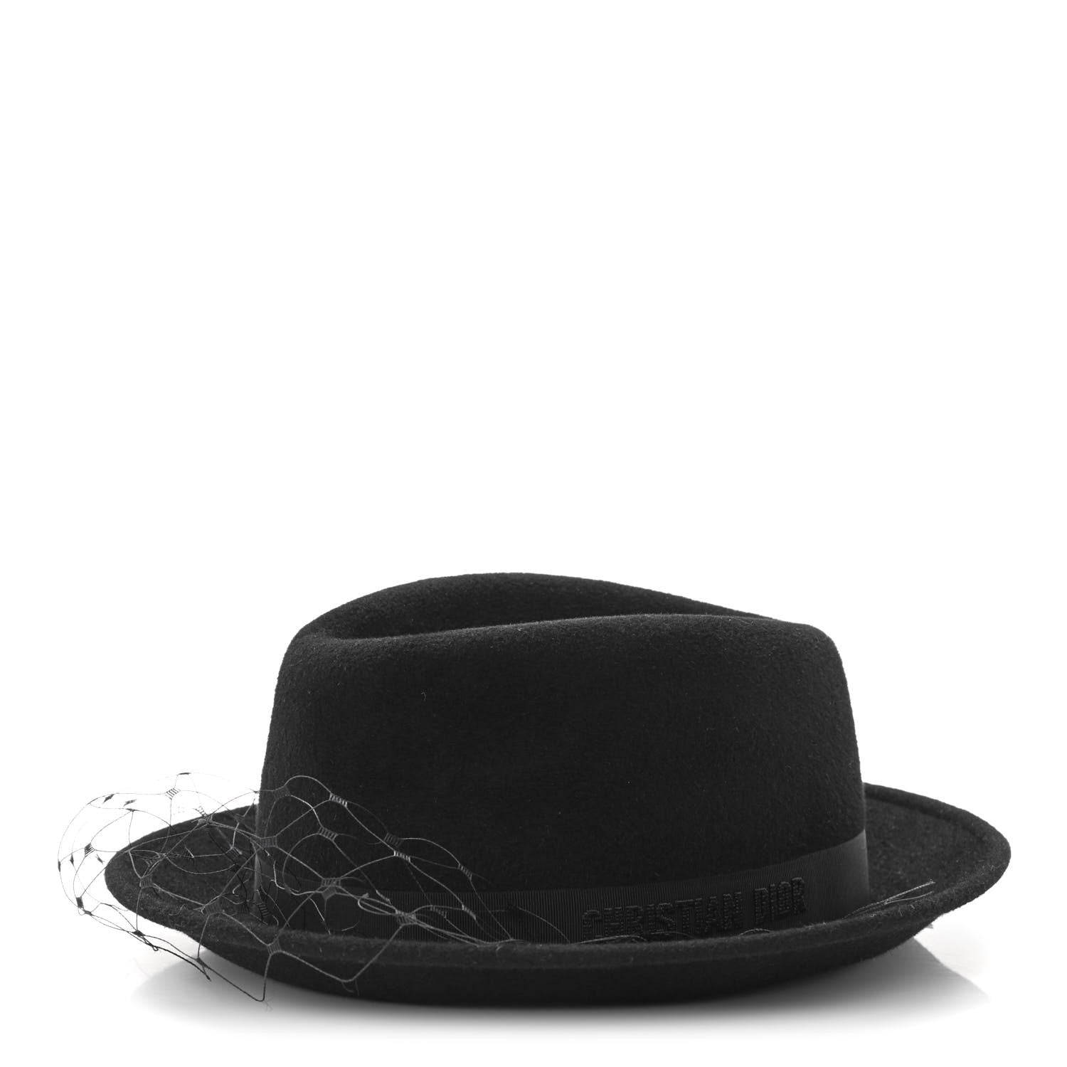 Christian Dior Rabbit Felt Veil Hat 57 Black 1 of 8