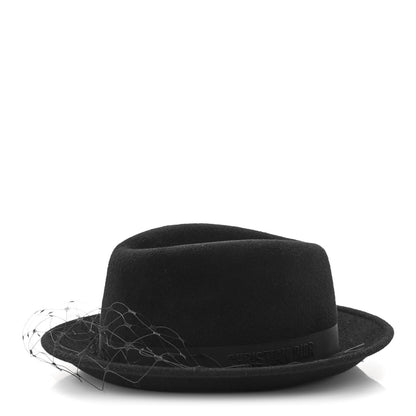 Christian Dior Rabbit Felt Veil Hat 57 Black 1 of 8
