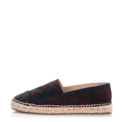 Chanel Flannel CC Espadrilles 40 Navy Dark Red 1 of 10