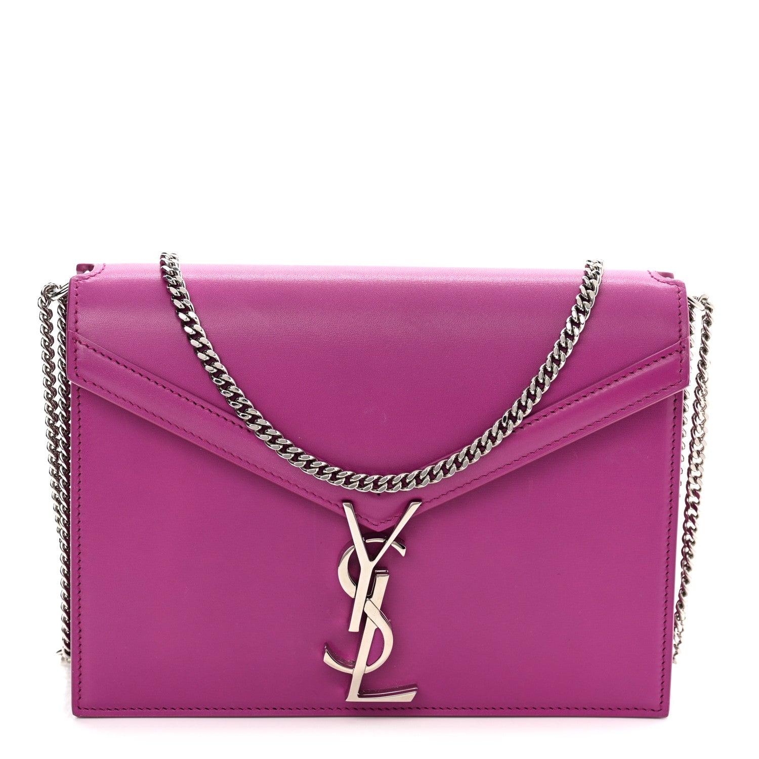 Saint Laurent Smooth Calfskin Monogram Cassandra Clasp Bag Electric Fuchsia 1 of 10