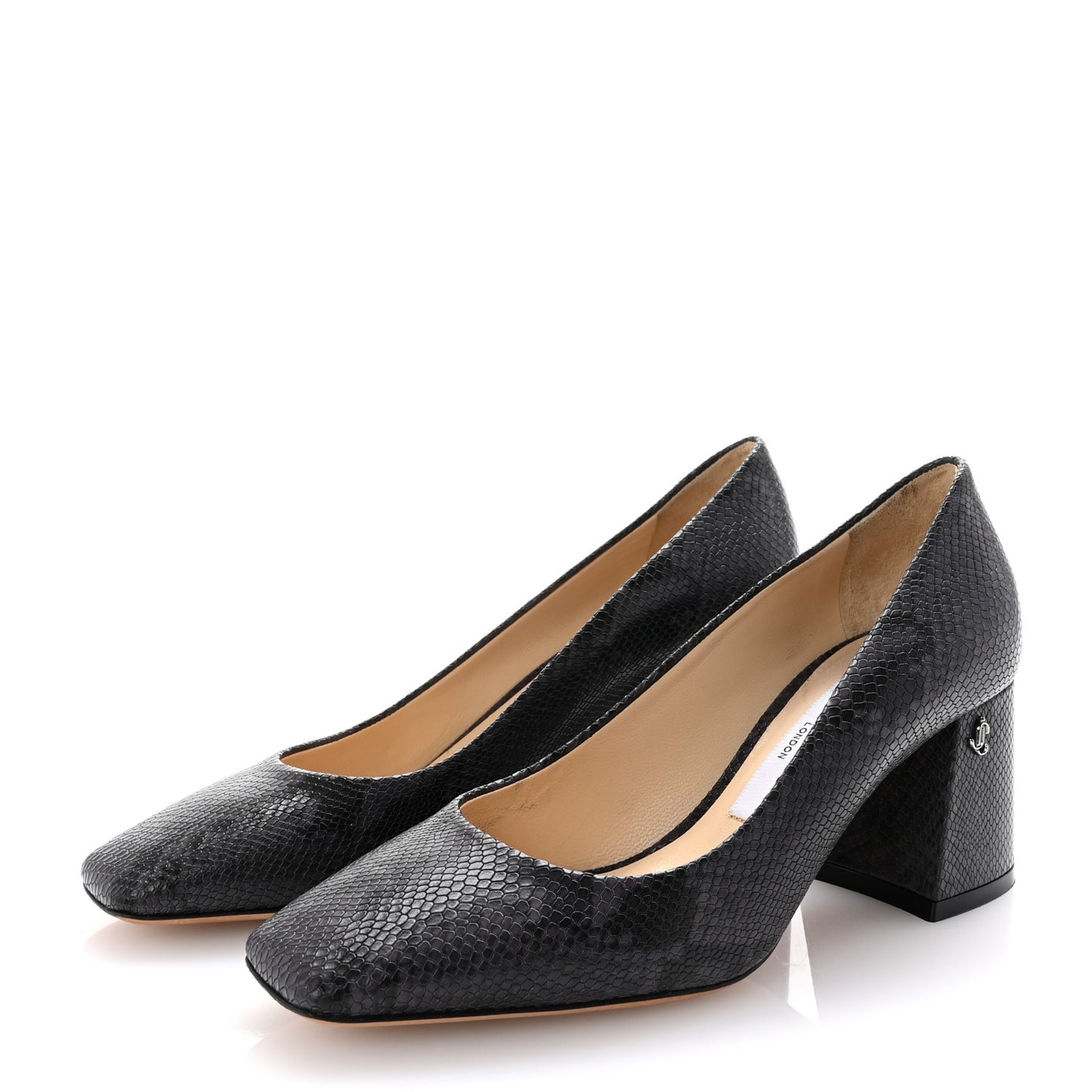 Calfskin Snakeskin Embossed Dianne Pump 35.5 Black