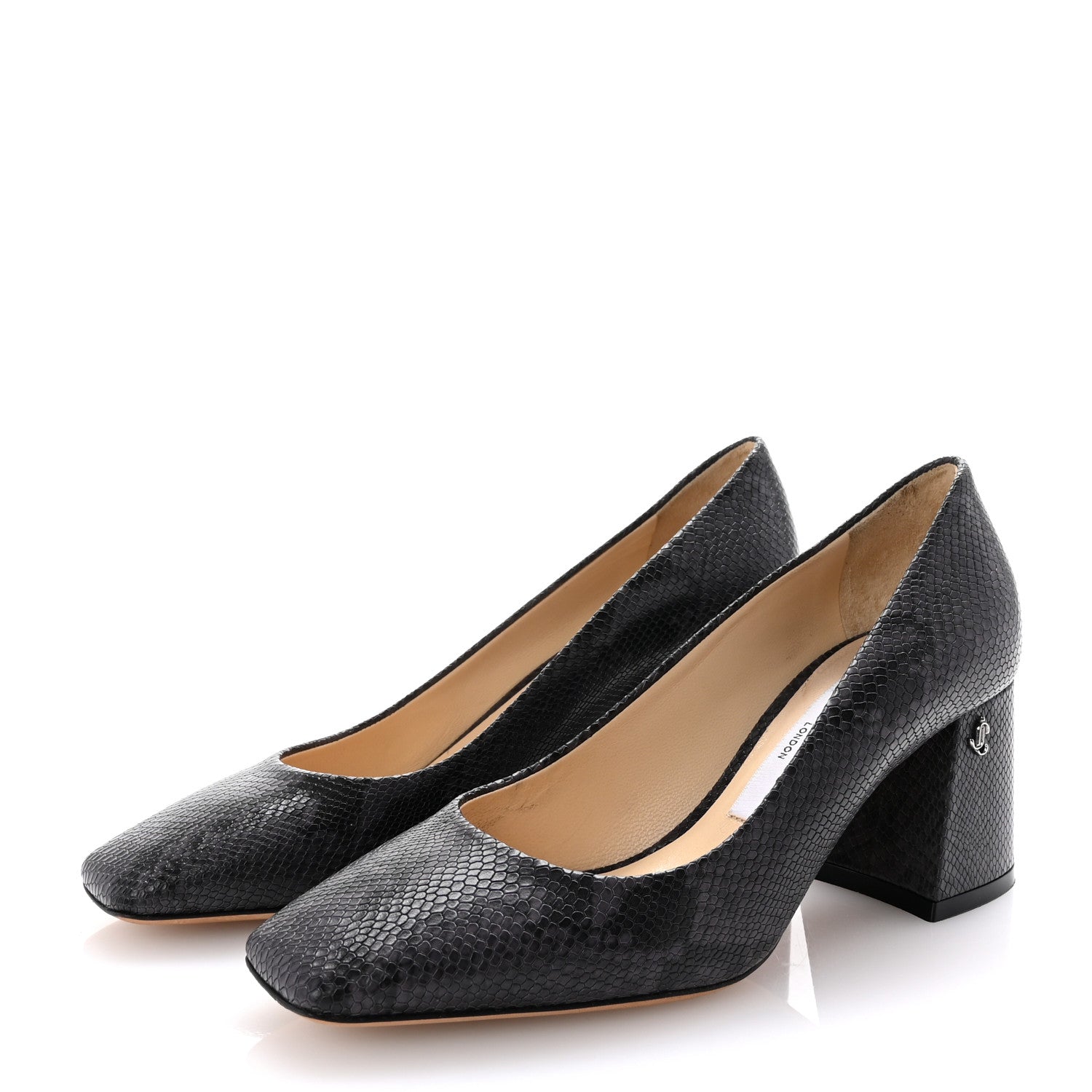 Jimmy Choo Calfskin Snakeskin Embossed Dianne Pump 35.5 Black 4 of 8
