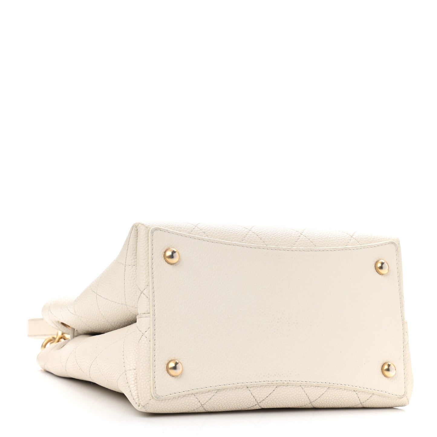 Caviar Diamond Stitched CC Bucket Drawstring Bag White
