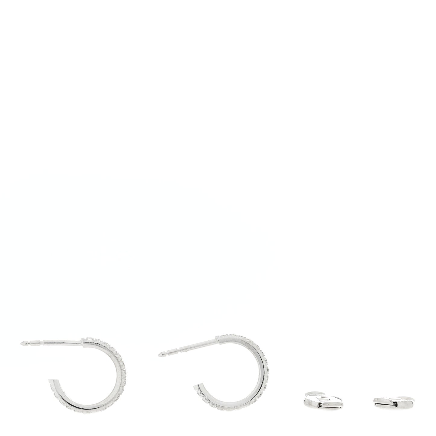 18K White Gold Diamond Small Metro Hoop Earrings