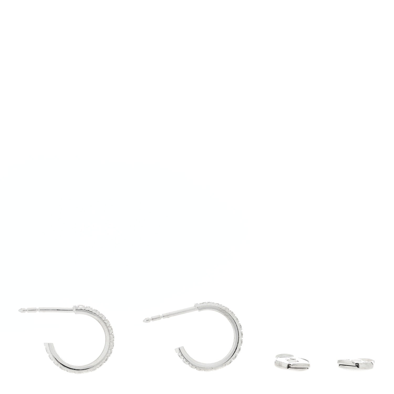 Tiffany 18K White Gold Diamond Small Metro Hoop Earrings 3 of 5