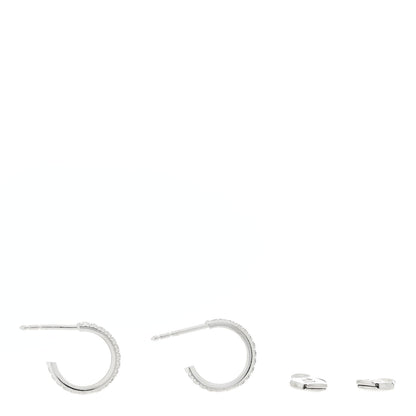 Tiffany 18K White Gold Diamond Small Metro Hoop Earrings 3 of 5