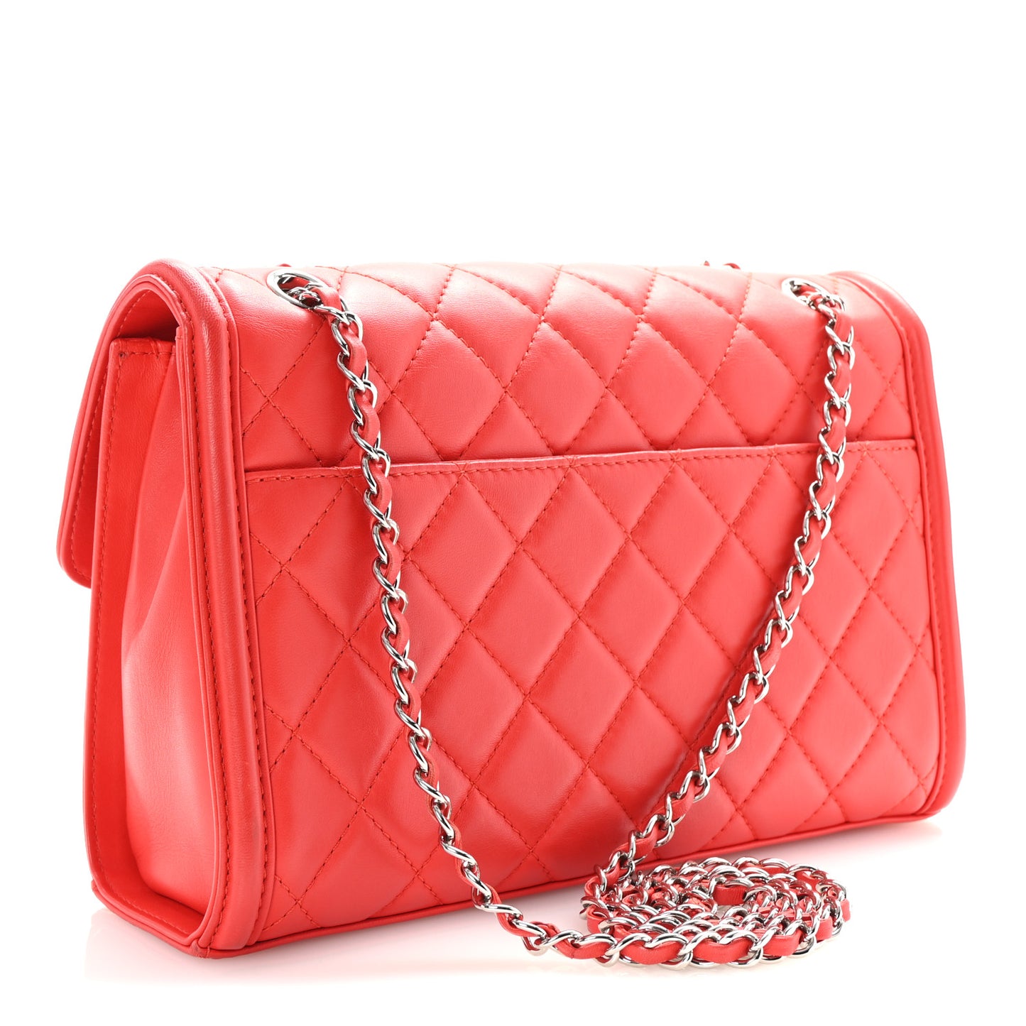 Lambskin Quilted Large Geometric Flap Red