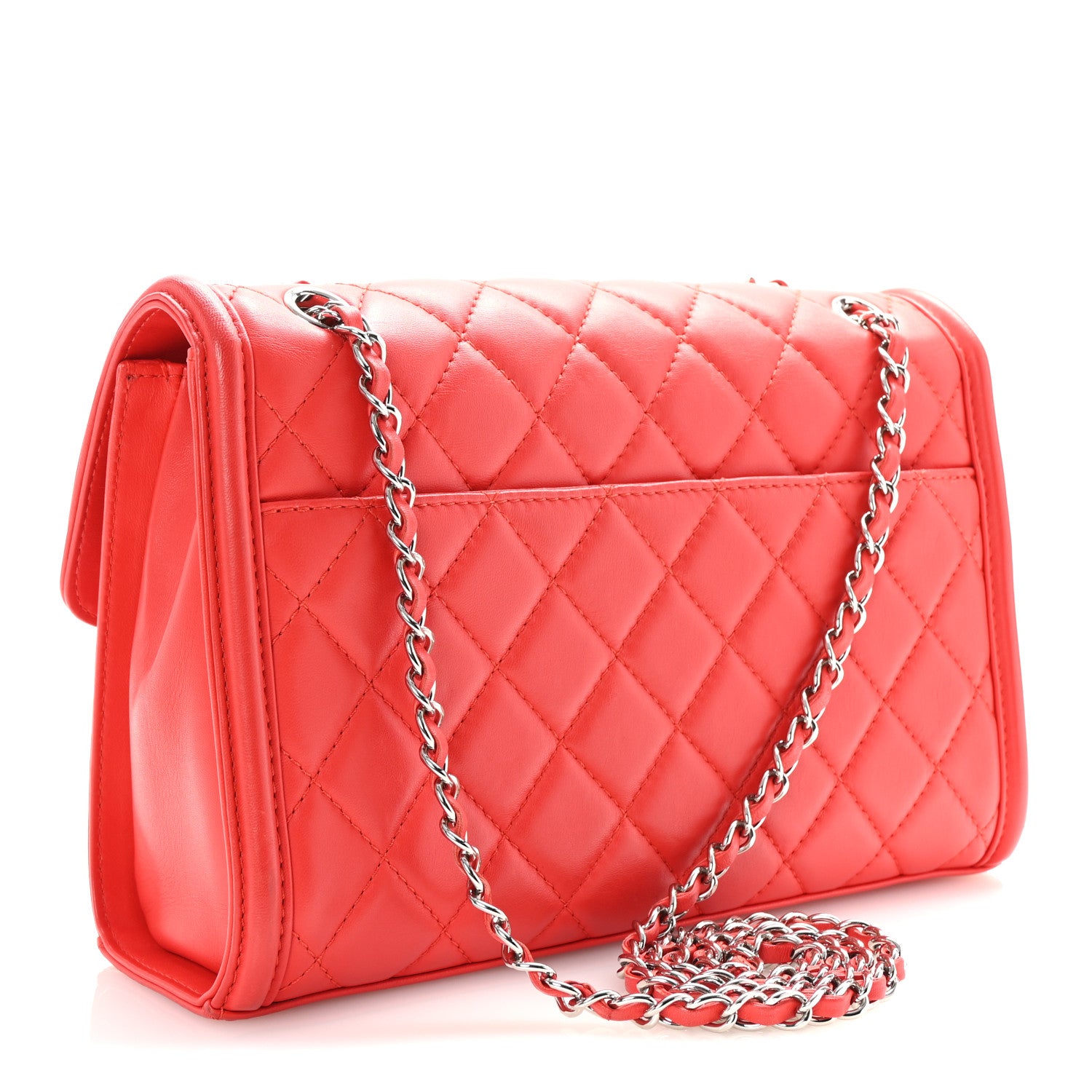 Chanel Lambskin Quilted Large Geometric Flap Red 3 of 10