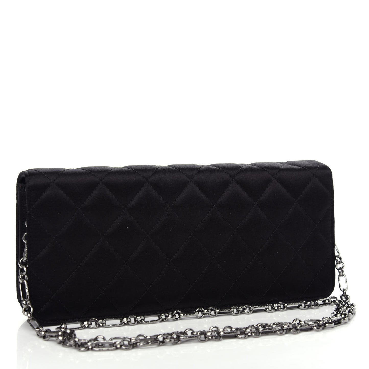 Satin Quilted CC Clutch With Chain Black