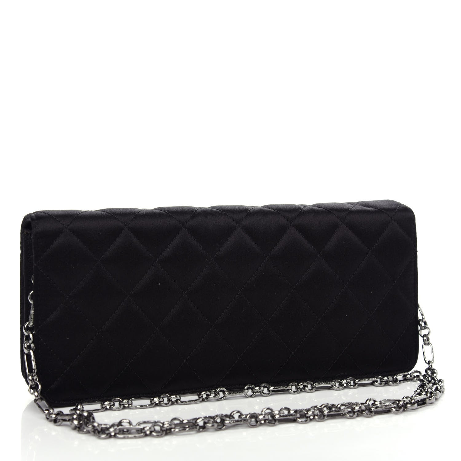 Chanel Satin Quilted CC Clutch With Chain Black 4 of 10