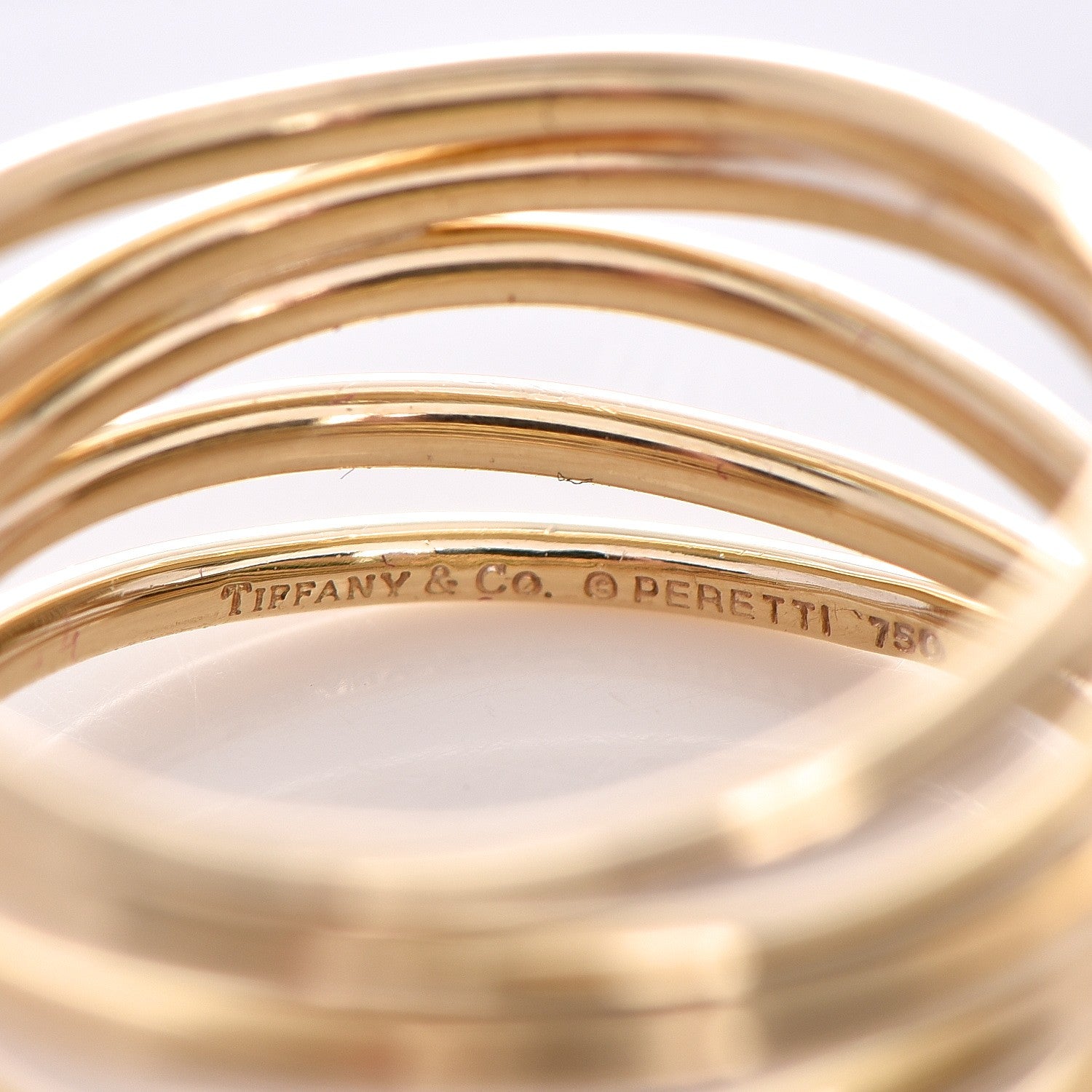Tiffany 18K Yellow Gold Elsa Peretti 5 Row Wave Ring 50 5.25 4 of 4