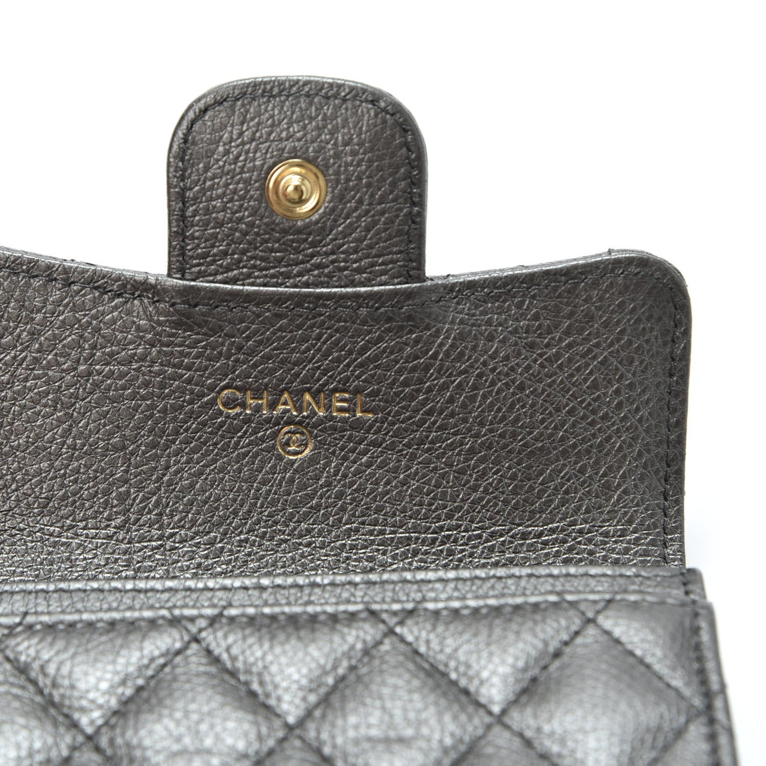 Chanel Metallic Calfskin Quilted Reissue Flap Card Holder Grey 7 of 10