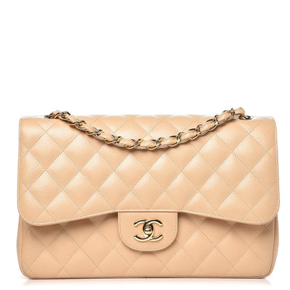 Chanel Caviar Quilted Jumbo Double Flap Beige Clair 1 of 10